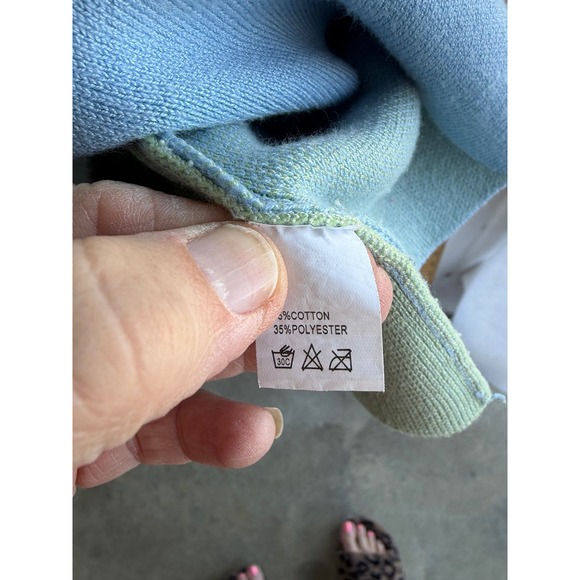 VRG GRL Blue Green Wavy Colorblock Knit Sleeveless Mini Dress Womens 8 retro mod - Picture 8 of 8